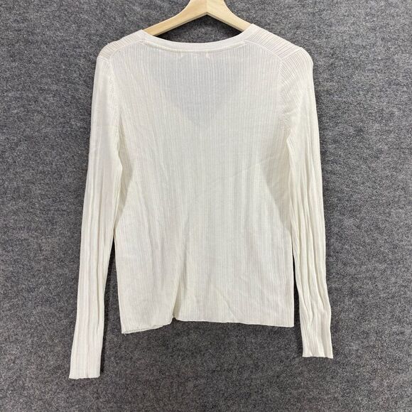5/$45 41 Hawthorn Cardigan Women PM Petite White V-Neck Button Up Long Sleeve - Picture 2 of 9